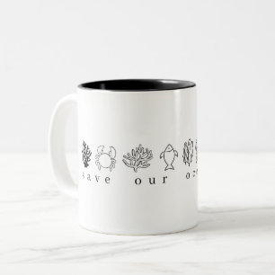 Caneca De Café Em Dois Tons Salve nossos oceanos Mug: Caranguejo-Peixe, Peixe-