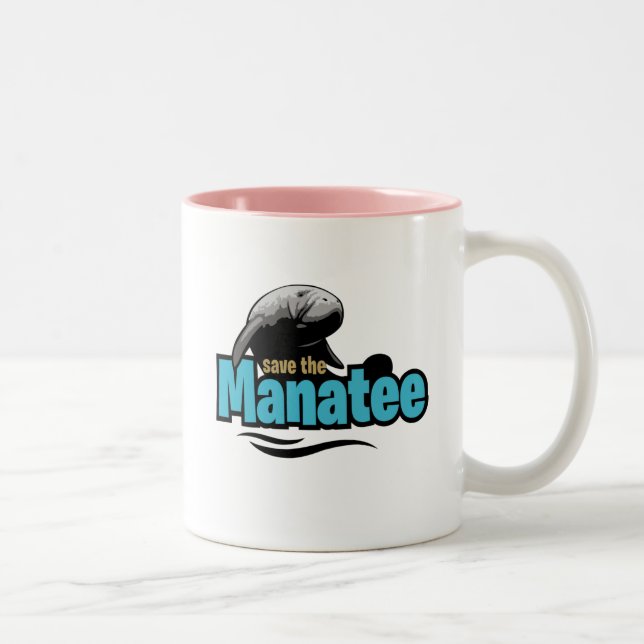 Caneca De Café Em Dois Tons Salve O Manatee Mug (Direita)
