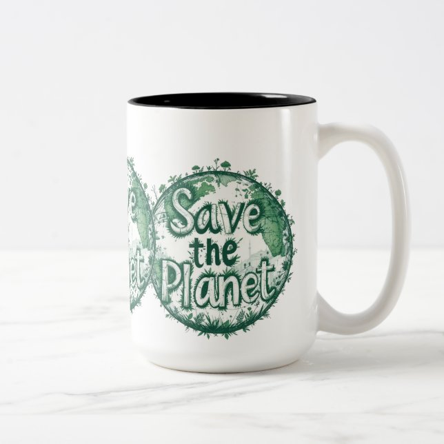 Caneca De Café Em Dois Tons Salve o planeta (Direita)
