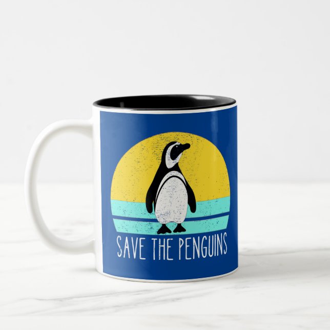 Caneca De Café Em Dois Tons Salve Os Pinguins (Esquerda)