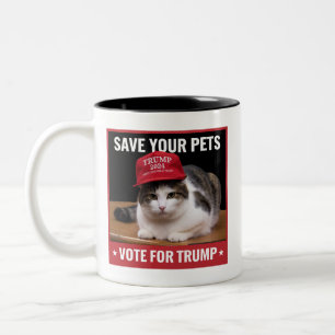Caneca De Café Em Dois Tons Salve Seus Animais Vote em Trump Citação da Eleiçã