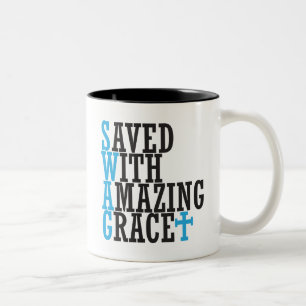Caneca De Café Em Dois Tons Salvo com uma incrível Grace SWAG Chrisitan Mug Cr
