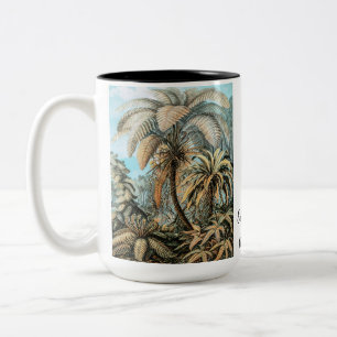 Caneca De Café Em Dois Tons Samambaias Plantas Antigas por Ernst Haeckel