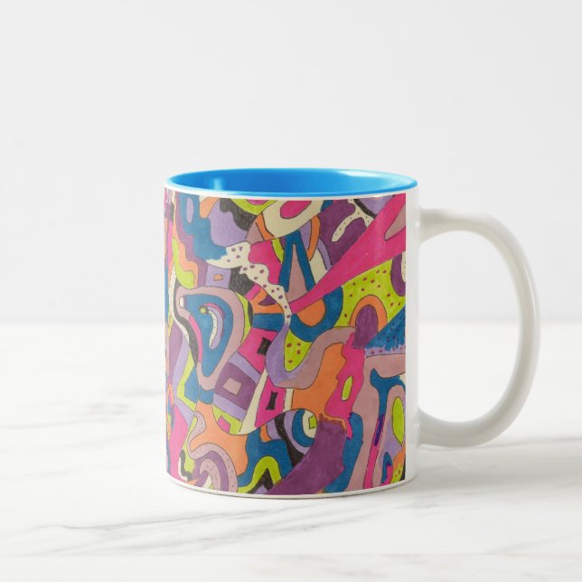 Caneca De Café Em Dois Tons "Samba" Abstrato Art (Direita)
