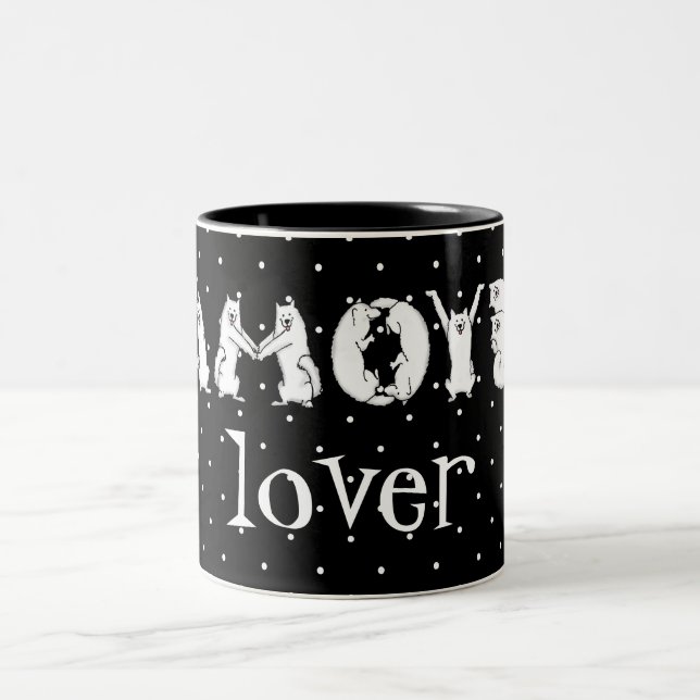 Caneca De Café Em Dois Tons Samoyed Ortografado em Letras de Cão Samoyed (Centro)