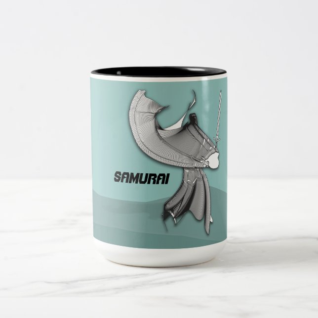 Caneca De Café Em Dois Tons Samurai digital (Centro)