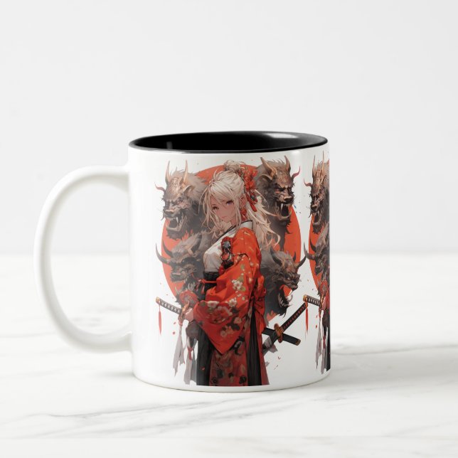 Caneca De Café Em Dois Tons Samurai Girl (Esquerda)