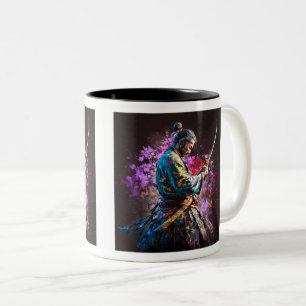 Caneca De Café Em Dois Tons Samurai Pintando Mug De Dois Toneladas, 11 Oz