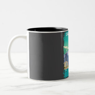 Caneca De Café Em Dois Tons San Diego California Vintage Poster de viagens mín