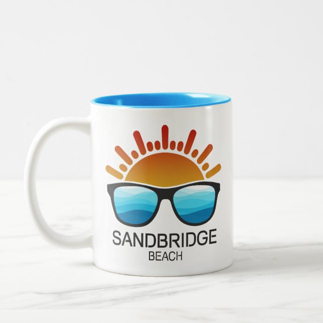 Caneca De Café Em Dois Tons Sandbridge Beach Virginia Sunvidles (Esquerda)
