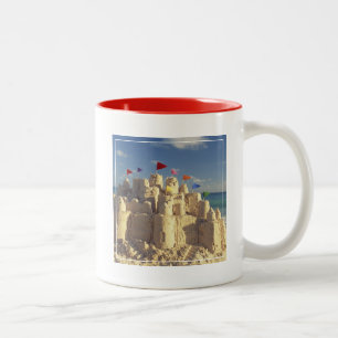 Caneca De Café Em Dois Tons Sandcastle na praia