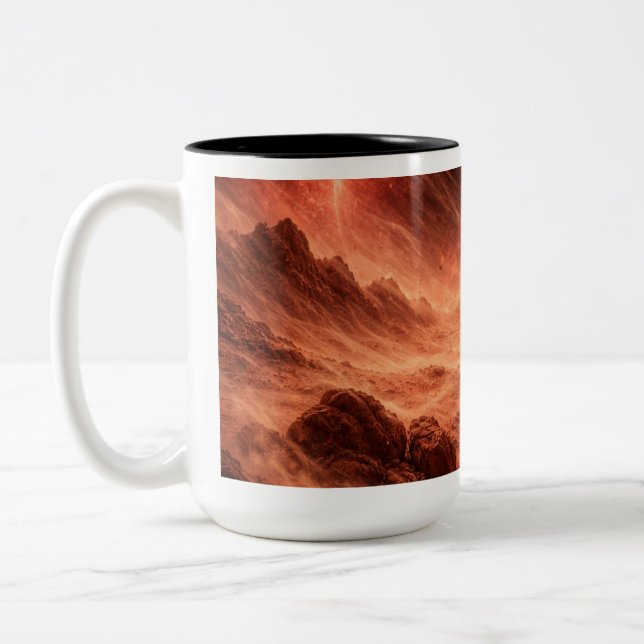 Caneca De Café Em Dois Tons Sandstorm on Orange Planet (Esquerda)