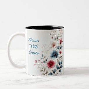 Caneca De Café Em Dois Tons Sangue com Grace Floral Design Coffee Mug