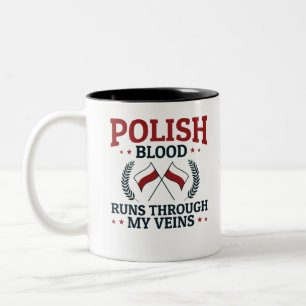Caneca De Café Em Dois Tons Sangue Polonês Atravessa Minhas Veias Polônia Po