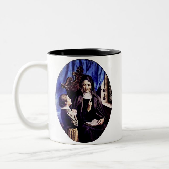 Caneca De Café Em Dois Tons Santa Ângela Mérici Padroeira dos Educadores e  (Esquerda)