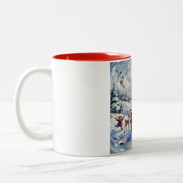 Caneca De Café Em Dois Tons Santa Claus Christmas Scene (Esquerda)
