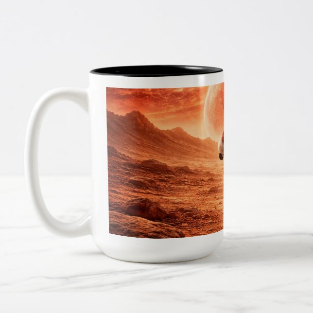 Caneca De Café Em Dois Tons Santa Claus Explores Orange Planet (Esquerda)