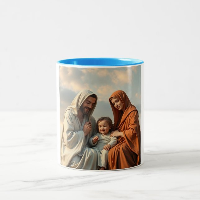 Caneca De Café Em Dois Tons Santa Família, Jesus, Maria e Joseph Coffee Mug (Centro)
