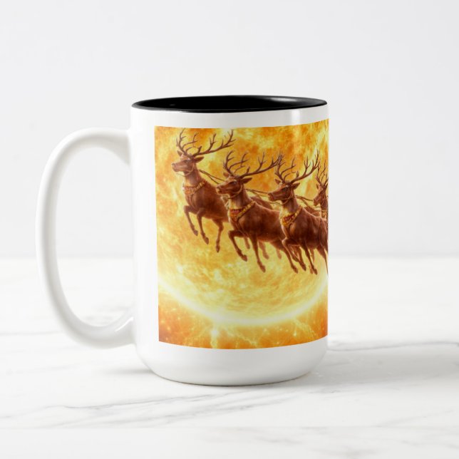 Caneca De Café Em Dois Tons Santa Flys By A Sun (Esquerda)