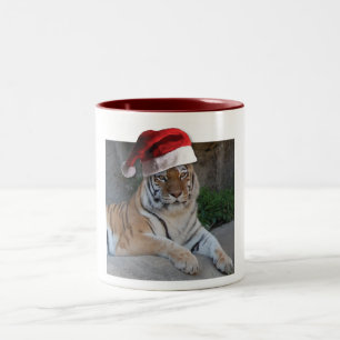 Caneca De Café Em Dois Tons Santa Hat Bengal Tiger