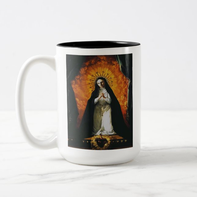 Caneca De Café Em Dois Tons Santa Margarida Maria Alacoque (Esquerda)