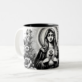 Caneca De Café Em Dois Tons Santa Maria Católica Cristã Meditação Católica