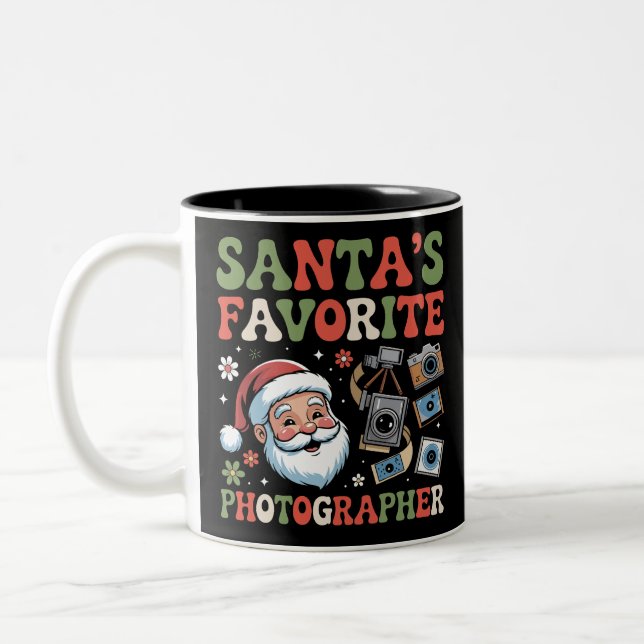 Caneca De Café Em Dois Tons Santa’s Favorite Photographer Christmas Gift Funny (Esquerda)