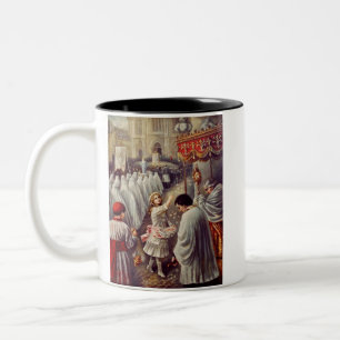 Caneca De Café Em Dois Tons Santa Teresinha Lançando Rosas Corpus Domini Arte 