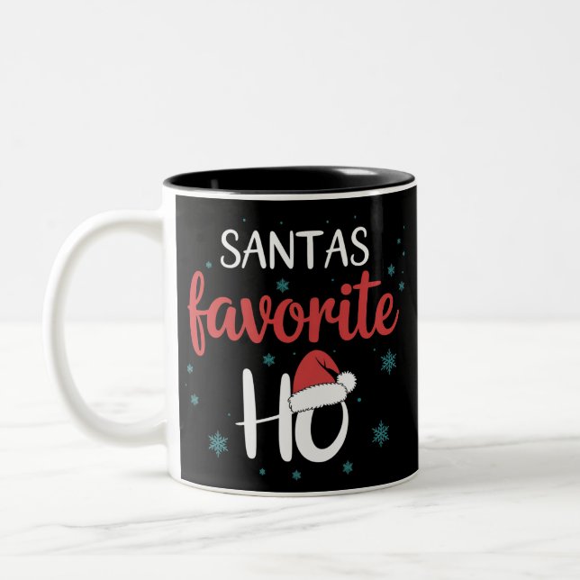 Caneca De Café Em Dois Tons Santa's Favorite Ho Christmas Matching Holiday  (Esquerda)