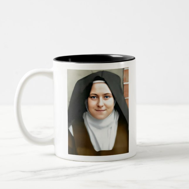 Caneca De Café Em Dois Tons santo de lisieux (Esquerda)