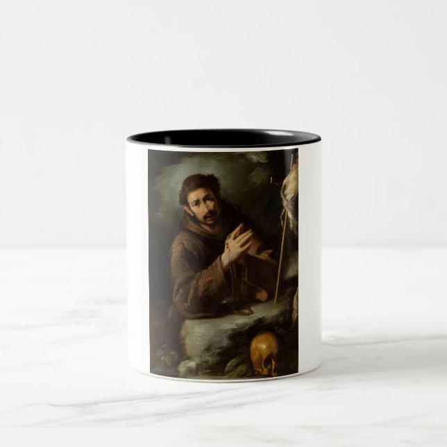 Caneca De Café Em Dois Tons Santo Francisco na Oração (fé cristã) (Centro)