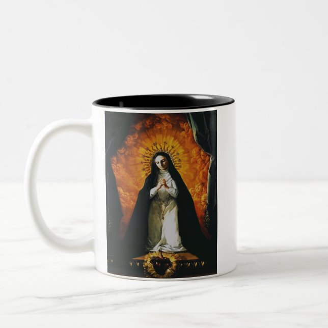 Caneca De Café Em Dois Tons Santo Margaret Mary Alacoque (Esquerda)