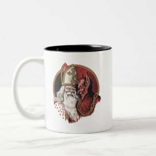 Caneca De Café Em Dois Tons Santo Nicholas e Krampus