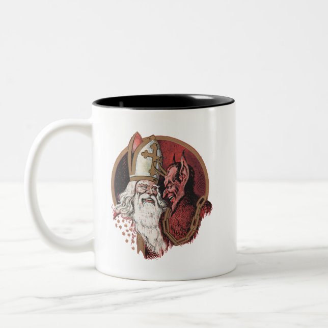 Caneca De Café Em Dois Tons Santo Nicholas e Krampus (Esquerda)