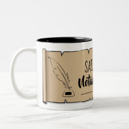 Caneca De Café Em Dois Tons Santo Paul Notary Public Scroll Feather Quill