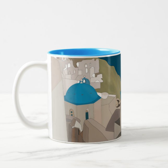 Caneca De Café Em Dois Tons Santorini Greek Islands (Esquerda)