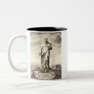 Caneca De Café Em Dois Tons São Bruno de Colônia Estilo de Arte de Gravura Ant