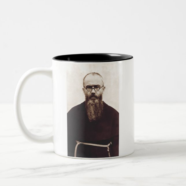 Caneca De Café Em Dois Tons São Maximiliano Kolbe Mártir da Caridade (Esquerda)