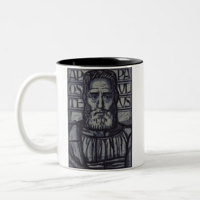 Caneca De Café Em Dois Tons São Paulo o Apóstolo Arte Sacra Gráfica Moderna (Esquerda)