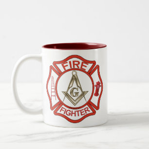 CANECA DE CAFÉ EM DOIS TONS SAPADORES-BOMBEIROS MAÇÓNICOS