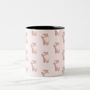 Caneca De Café Em Dois Tons Sapatilhas de Ballet Rosa Bailarina Dourado Rosa