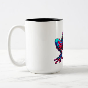 Caneca De Café Em Dois Tons Sapo Arco-íris Neon Explode