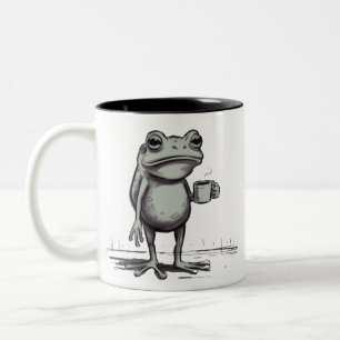Caneca De Café Em Dois Tons Sapo Bebendo Café Meme Místico Presente Amante de