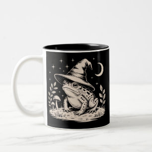 Caneca De Café Em Dois Tons Sapo Bruxo Vintage Halloween Goblincore