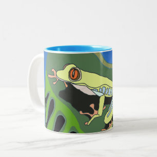 Caneca De Café Em Dois Tons Sapo da Árvore de Subida
