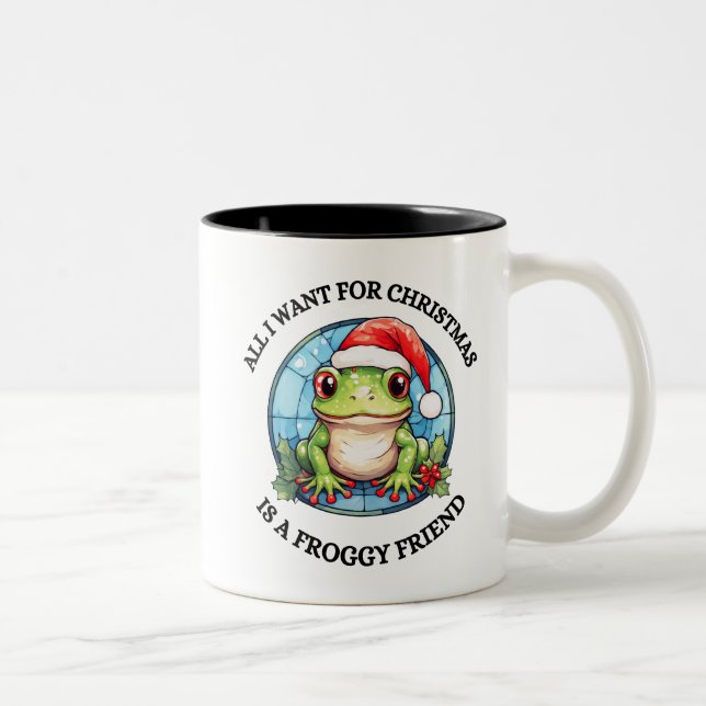Caneca De Café Em Dois Tons Sapo de Natal (Direita)