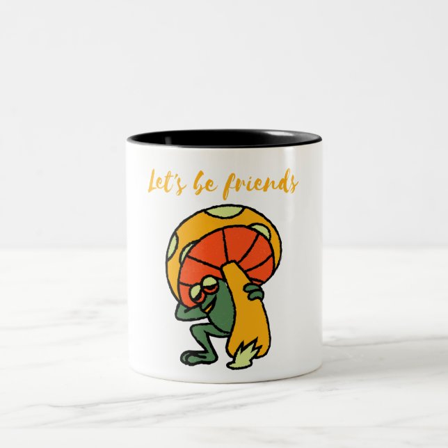 Caneca De Café Em Dois Tons sapo e cogumelo, vamos de amigos (Centro)