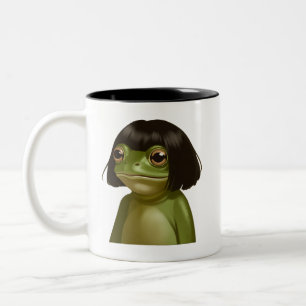 Caneca De Café Em Dois Tons Sapo engraçado corte de cabelo Bob Meme Sapos Aman