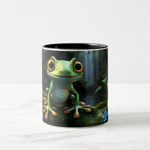 Caneca De Café Em Dois Tons Sapo Fofo com Design de Sapo de Desenho Animado pa