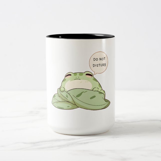 Caneca De Café Em Dois Tons Sapo Kawaii de Não Perturbe Dormindo Design (Centro)